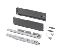 Emuca - Kit cajón para cocina o baño con regulación 3D, altura 131mm, profundidad 500mm, 40 Kg, cierre suave, tableros no incluidos, Acero, Gris antracita