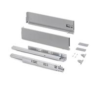 Emuca - Kit cajón para cocina o baño con regulación 3D, altura 131mm, profundidad 500mm, 40 Kg, cierre suave, tableros no incluidos, Acero, Gris