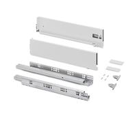 Emuca - Kit cajón para cocina o baño con regulación 3D, altura 131mm, profundidad 500mm, 60 Kg, cierre suave, tableros no incluidos, Acero, Blanco