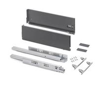 Emuca - Kit cajón para cocina o baño con regulación 3D, altura 178mm, profundidad 350mm, 40 Kg, cierre suave, tableros no incluidos, Acero, Gris antracita