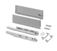 Emuca - Kit cajón para cocina o baño con regulación 3D, altura 178mm, profundidad 500mm, 40 Kg, cierre suave, tableros no incluidos, Acero, Gris