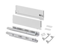 Emuca - Kit cajón para cocina o baño con regulación 3D, altura 178mm, profundidad 500mm, 60 Kg, cierre suave, tableros no incluidos, Acero, Blanco
