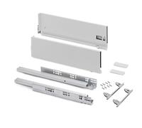 Emuca - Kit cajón para cocina o baño con regulación 3D, altura 178mm, profundidad 550mm, 40 Kg, cierre suave, tableros no incluidos, Acero, Blanco