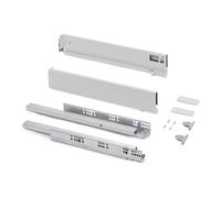 Emuca - Kit cajón para cocina o baño con regulación 3D, altura 83mm, profundidad 500mm, 40 Kg, cierre suave, tableros no incluidos, Acero, Blanco