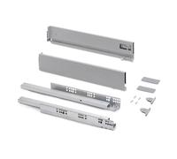 Emuca - Kit cajón para cocina o baño con regulación 3D, altura 93mm, profundidad 500mm, 40 Kg, cierre suave, tableros no incluidos, Acero, Gris