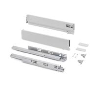Emuca - Kit cajón para cocina o baño con regulación 3D, altura 93mm, profundidad 500mm, 40 Kg, cierre suave, tableros no incluidos, Acero, Blanco