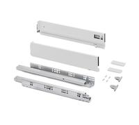 Emuca - Kit cajón para cocina o baño con regulación 3D, altura 93mm, profundidad 500mm, 60 Kg, cierre suave, tableros no incluidos, Acero, Blanco