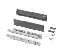 Emuca - Kit cajón para cocina o baño con regulación 3D, altura 93mm, profundidad 500mm, 60 Kg, cierre suave, tableros no incluidos, Acero, Gris Antracita