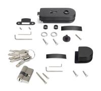 Emuca - Kit cerradura y cerradero para puerta doble de cristal, puerta vidrio 8-12mm, acero y aluminio, pintado negro