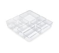 Emuca – Kit de 10 cubos organizadores para cajón, plástico transparente