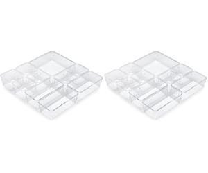 EMUCA - Kit de 10 Cubos organizadores para cajón, Plástico, Transparente (Paquete de 2)
