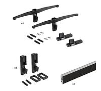 EMUCA - Kit de 4 Juegos de Soportes para estantes de Madera, 1 Juego de Soportes de Barra y una Barra de Colgar de 1 m, Zamak, Negro Texturizado