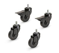 Emuca - Kit de 4 Ruedas Black con perno, diámetro 50mm, Plástico y Acero, Negro