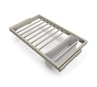 EMUCA - Kit de 7 Varillas pantalonero, 1 Bandeja Auxiliar y Bastidor de guías con Cierre Suave para armarios, Regulable, módulo 800mm, Gris Piedra