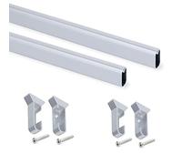 EMUCA - Kit de Barra de Armario Oval 750mm y Soportes, anodizado Mate, Lote de 2