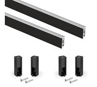 Emuca Kit de barra para armario Luxe 0,75 m negro texturizado aluminio y plástico lote de 2