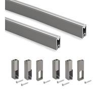 Emuca - Kit de barra para armario Luxe, 1,15 m, Titanio, Aluminio y Plástico, 1 kit
