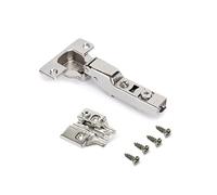 Emuca - Kit de bisagra codo X92 con cierre suave con suplemento, Suplemento atornillar, Apertura 105º, Niquelado, Acero, 20 ud.