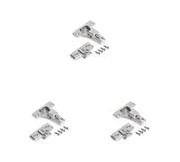 Emuca - Kit de bisagra recta X50 y suplemento para atornillar, Niquelado, Acero, 2 ud. (Paquete de 3)