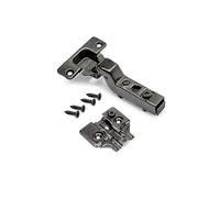 Emuca - Kit de bisagra súper codo X91 con cierre suave y suplemento para atornillar, Apertura 105º, titanio, Acero, 20 ud.