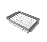 Emuca - Kit de cajón de alambre y bastidor regulable Quartz para armarios, guías de cierre suave y extracción total, Módulo 80cm, Acabado Titanio