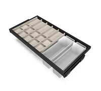 EMUCA - Kit de cajón Organizador, Bandeja Auxiliar y Bastidor de guías con Cierre Suave para Armario, Regulable, módulo 900mm, Negro Texturizado y Gris Piedra, 7029554