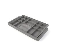 Emuca - Kit de cajón organizador y bastidor regulable Quartz para armarios, guías de cierre suave y extracción total, Módulo 80cm, Acabado Titanio