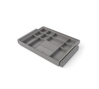 Emuca - Kit de cajón organizador y bastidor regulable Quartz para armarios, guías de cierre suave y extracción total, Módulo 70cm, Acabado Titanio