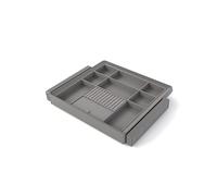 Emuca - Kit de cajón organizador y bastidor regulable Quartz para armarios, guías de cierre suave y extracción total, Módulo 60cm, Acabado Titanio