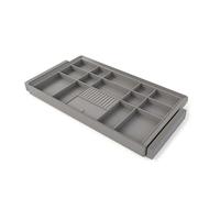 Emuca - Kit de cajón organizador y bastidor regulable Quartz para armarios, guías de cierre suave y extracción total, Módulo 90cm, Acabado Titanio