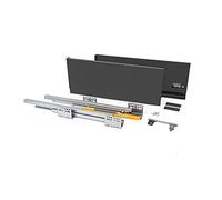EMUCA - Kit de cajón para Cocina o baño con guias de extracción Total y Cierre Suave, Altura 185mm y Profundidad 500mm, Gris Antracita