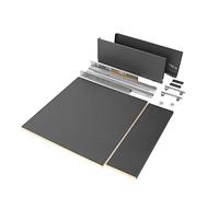Emuca - Kit de cajón para cocina o baño con tableros incluidos y guias de extracción total con cierre suave, altura 178 mm para módulo 600 mm y profundidad 500 mm, Gris Antracita.