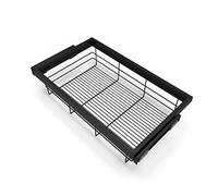 EMUCA - Kit de Cesta de Alambre y Bastidor de guías con Cierre Suave para Armario, Regulable, módulo 800mm, Negro Texturizado