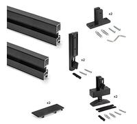 Emuca Kit de perfiles con herrajes para montaje en L, aluminio y zamak, negro texturizado, 2 uds