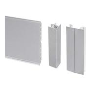 Emuca - Kit de zócalos para cocina, con accesorios de unión, altura 100 mm, 2 barras de 2,35 m, plástico, anodizado satinado.