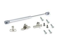 Emuca pistón a gas para puertas elevables, fuerza 5 kg, recorrido 80 mm, con enganches, gris metalizado, 10 ud.