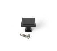 EMUCA - Lote de 10 pomos para mueble, 31.5x31.5mm, Zamak, Pintado negro