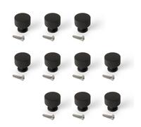 EMUCA - Lote de 10 pomos para mueble, diámetro 30mm, Aluminio, Pintado negro