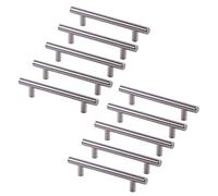 Emuca - Lote de 10 tiradores para mueble Ø12mm intereje 224mm en acero acabado níquel satinado,10 unidades