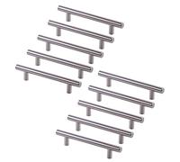 Emuca - Lote de 10 tiradores para mueble Ø12mm intereje 256mm en acero acabado níquel satinado,10 unidades