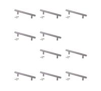 EMUCA - Lote de 10 tiradores para mueble, L136mm, intereje 96mm, Acero, Níquel satinado
