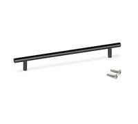 EMUCA - Lote de 10 tiradores para mueble, L336mm, intereje 256mm, Acero, Pintado negro