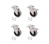 EMUCA - Lote de 4 pivotantes para Mueble, con Placa de Montaje y rodamiento de Bolas y con Ruedas de Goma, Gris, Ø 75 mm