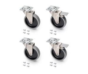 EMUCA - Lote de 4 Ruedas pivotantes para Mueble Ø100mm con Placa de Montaje y rodamiento de Bolas, Ruedas de Goma para Muebles Color Gris
