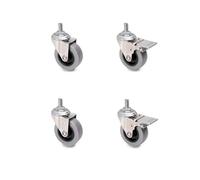 EMUCA - Lote de 4 Ruedas pivotantes para Mueble Ø50mm con Perno M8x15 y rodamientos de Bolas, Ruedas de Goma para Muebles Color Gris
