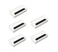 EMUCA - Lote de 5 pasacables para mesa Quadrum, rectangular, 160x80mm, para encastrar, Aluminio, Pintado blanco