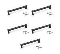 EMUCA - Lote de 5 tiradores para mueble, L141mm, intereje 128mm, Aluminio, Pintado negro
