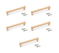 EMUCA - Lote de 5 tiradores para mueble, L141mm, intereje 128mm, Aluminio, Pintado oro