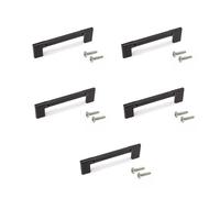 EMUCA - Lote de 5 tiradores para mueble, L157mm, intereje 128mm, Aluminio, Pintado negro