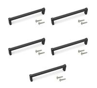 EMUCA - Lote de 5 tiradores para mueble, L173mm, intereje 160mm, Aluminio, Pintado negro